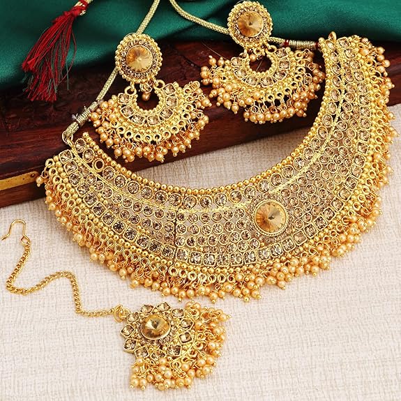 Ensemble Collier Ras-du-cou Doré Plaqué Glamour pour Femmes