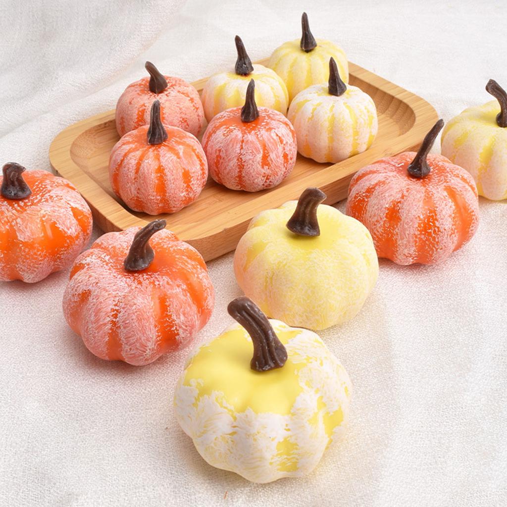 12PCS Artificial Pumpkins Fake Foam Pumpkins Fall Decorations for Autumn Harvest Festival Thanksgivi