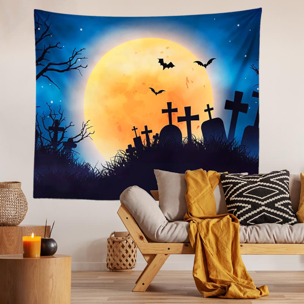 Halloween Horror Pumpkin Print Pattern Tapestry Ceiling Home Living Room Bedroom Wall Decoration Tapestry 230x180cm