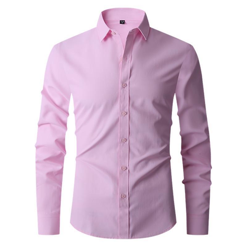 

Мужская повседневная рубашка с длинным рукавом в корейском стиле Slim Fit — модный дизайн, разработанный в рамках международной торговли. XL розовый