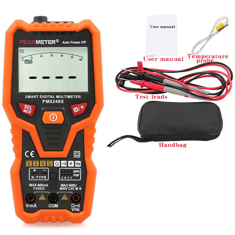 PEAKMETER PM8248S Intelligent Digital Multimeter with Auto-Ranging, High-Precision Capacitance Meter