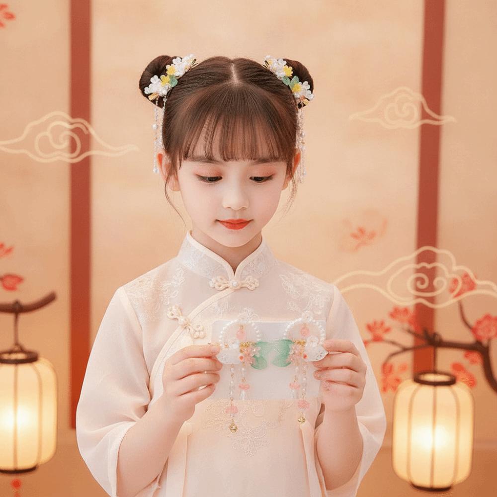 1 Pair Long Ribbon Hanfu Hair Clip Flowing Tassel Ribbon Bows Hairpin Hanfu Dress Up