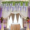 8pcs Artificial Flowers Silk Wisteria Vine Ratta Silk Hanging Flower Wedding Decor (Purple)