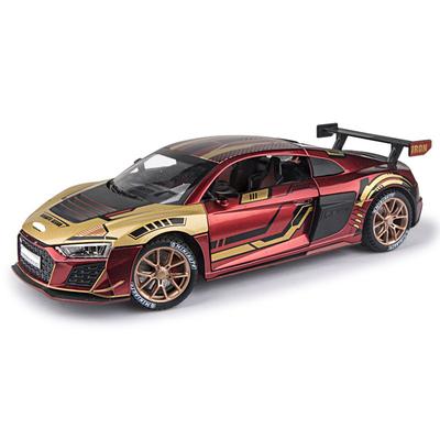 1/24 Scale R8 Alloy Car Model High Simulation Diecasts Toy with Sound and Light Pull Back Vehicles Decoration Toy for Kids Gift