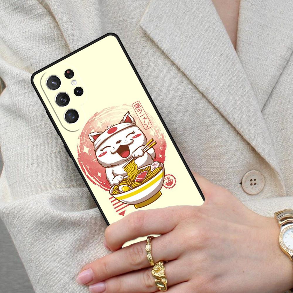 Neko Ramen Japan Cat Cell Phone Case for Samsung Galaxy S26 Ultra S25 S24 S23 S22 S21 S20 Note10 Cover