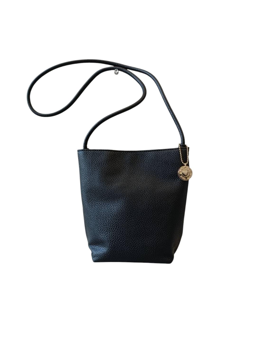 

[mauve] Soft faux leather smartphone shoulder bag (black)