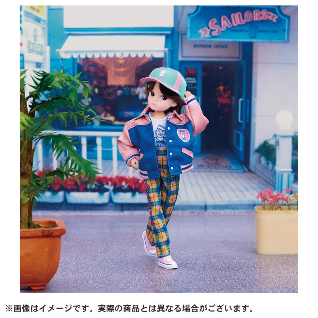 Takara Tomy Doll Retro Licca Sailors Stadium Jacket Fashion Pretend Play Toy for Ages 3 and Up Licca-chan Dress-Up