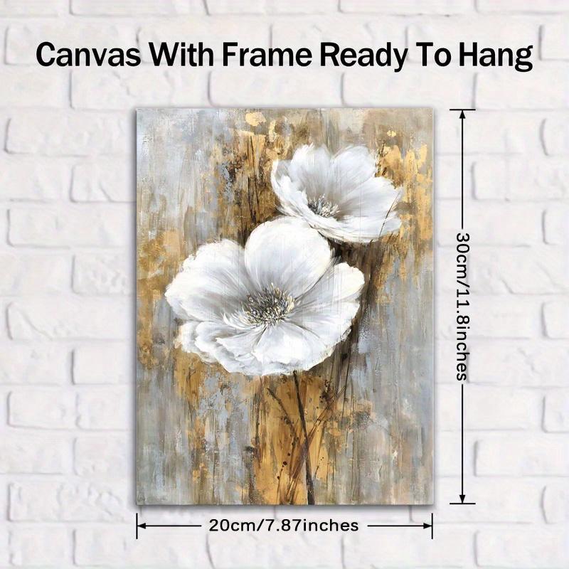 With Frame White Floral Wall Pictures Painted Lily Bouquet Flower Painting Artwork For Living Room Decoration Wall Decor Living Room