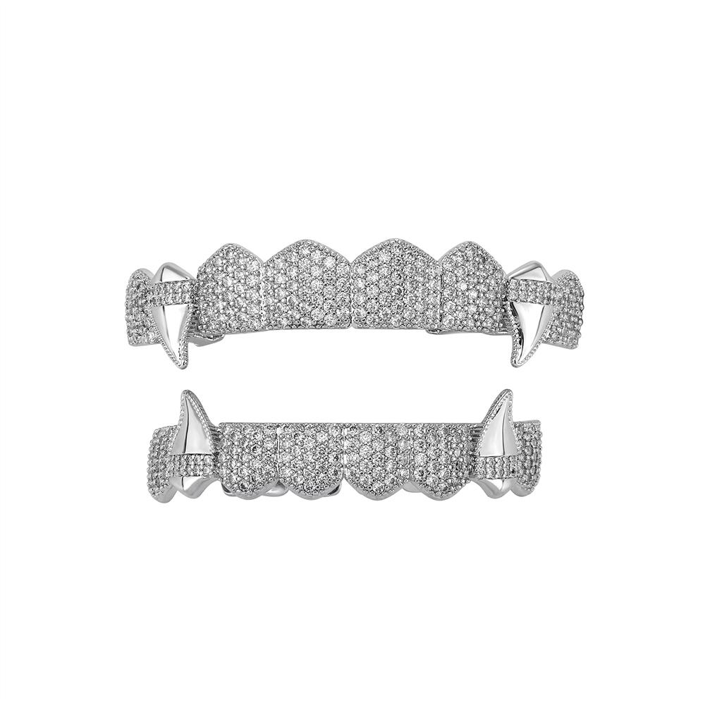 ODM Manufacturer for Personality Trend Hip-hop Silver Gold Plated Insert Geometric Zircon Anniversary Men's Braces Canine