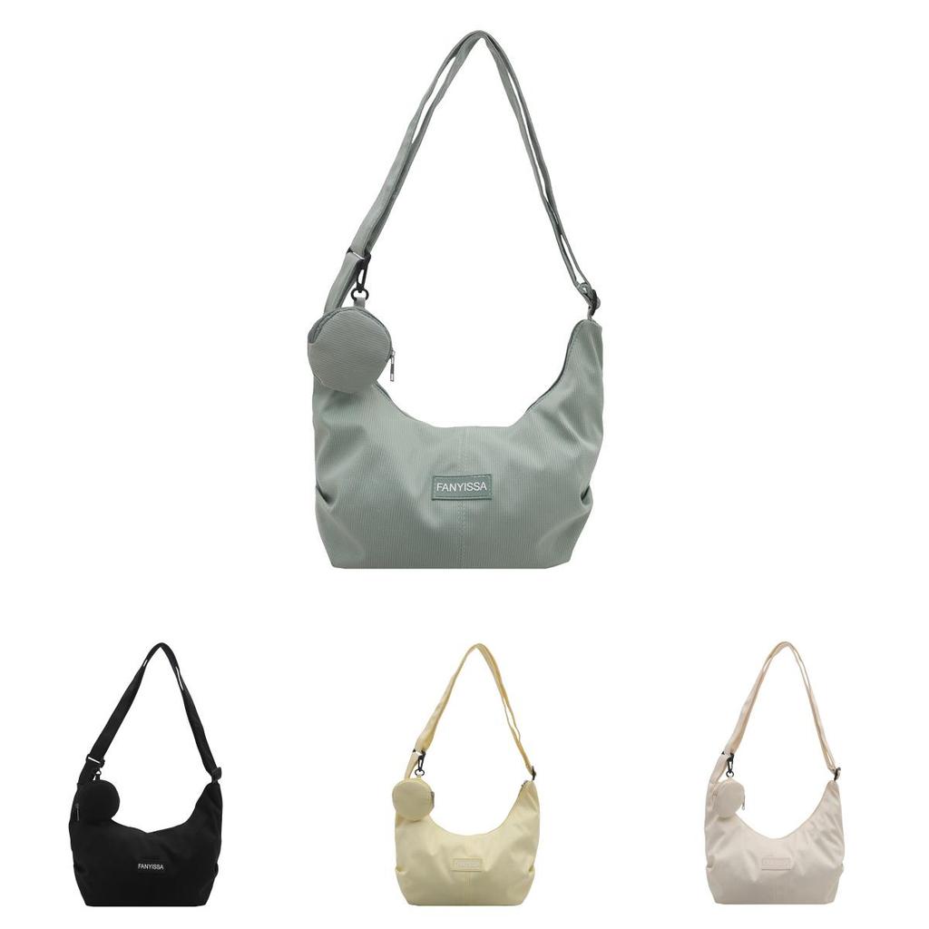 Solid Color Letter Decor Large Capacity Women Crossbody Bag With Coin Purse For Students And Commuters