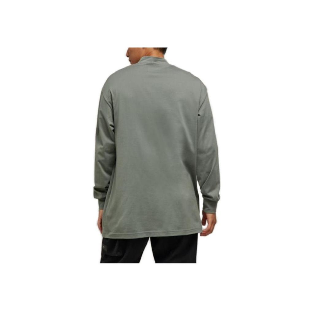 Y-3 FW23 Solid Color High Neck Drop Shoulder Long Sleeve T-Shirt Unisex Tops Green IP7705