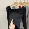 Slash Neck Knitwear Off Shoulder Top Women's Thin Bottomed Shirt Slim Long Sleeve Hotsweet Casual Commuting New Fashion