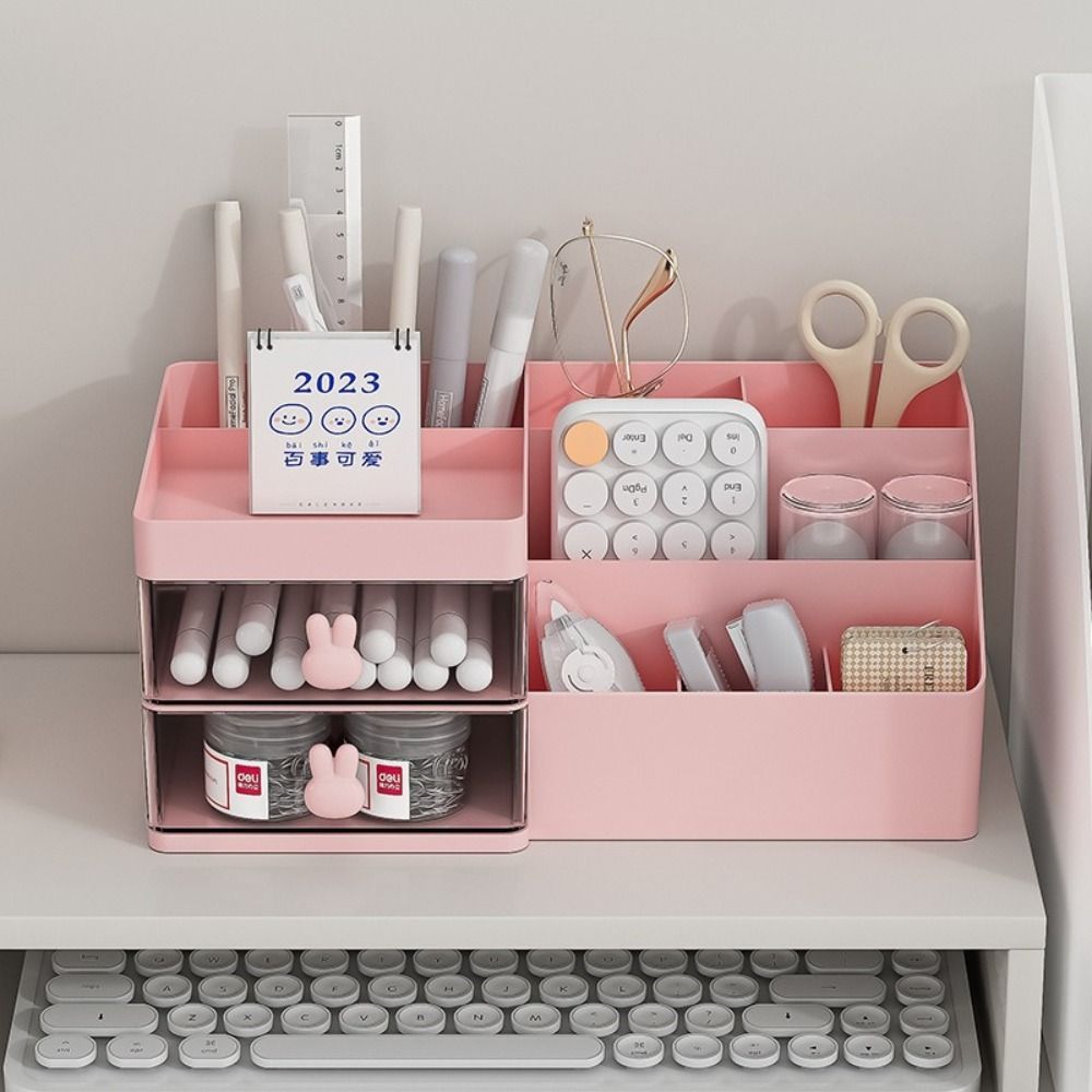 10 Compartments Cosmetic Drawer Organizer Cute Bunny Makeup Storage Case  Dressing Table