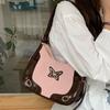 Handbag Butterfly Underarm Bag Pu Leather Retro Shoulder Bag Sweet and Cool   Outdoor