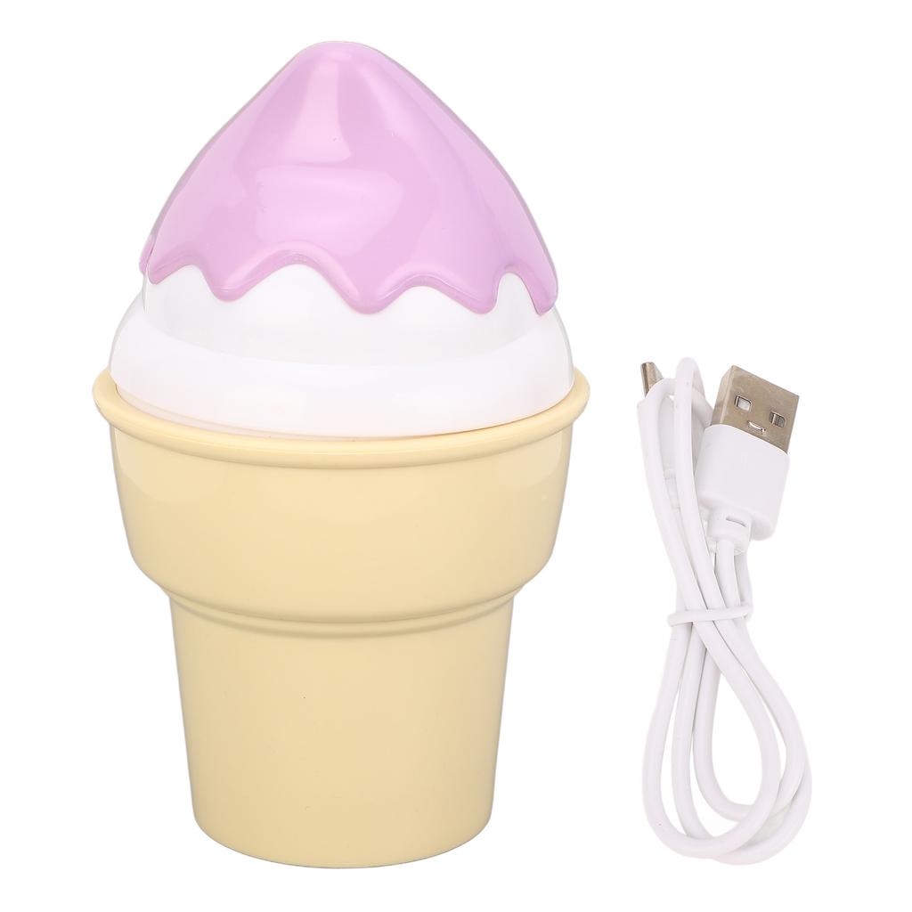 Ice Cream Night Light USB Rechargeable LED Warm Light Desk Table Lamp Bedroom Decoration Purple