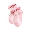 Girls Strawberry Print Ruffle Socks Breathable Eyelet Ankle Socks Cute Summer Cotton Boat Socks For Kids