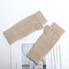 Unisex Thickened Pure Cashmere Fingerless Gloves - Warm, 7-Gauge Plain Knit with Elastic Yarn
