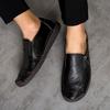 Men Leather Shoes 2025 Autumn Casual Zip Mens Loafers Driving Quality Handmade Dress Shoes Plus Size 48 Flats Moccasins Shoes