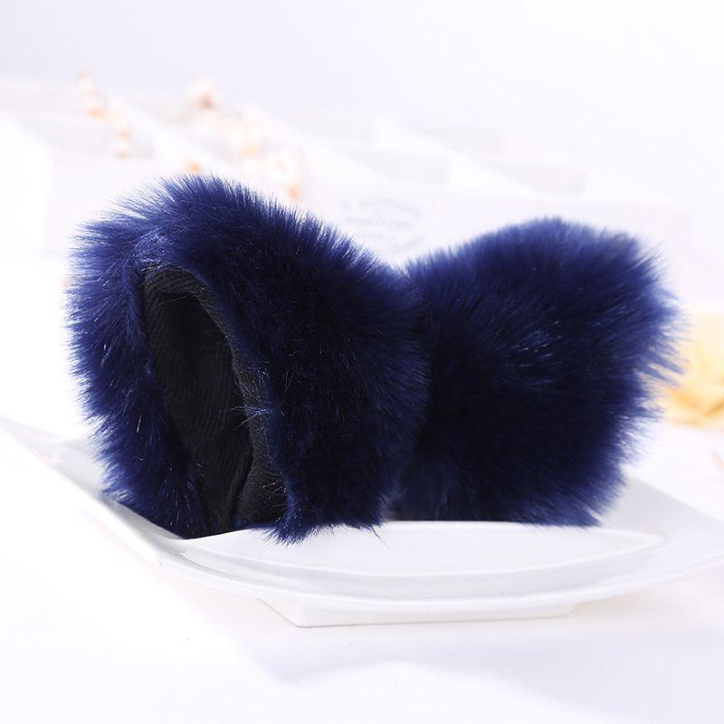 Luxurious Faux Fur Cat Fox Long Fur Ears Costume Hair Clip For Halloween Cosplay Parties