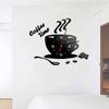 DIY Acrylic Mirror Wall Clock Coffee Cup Design Silent Home Decor