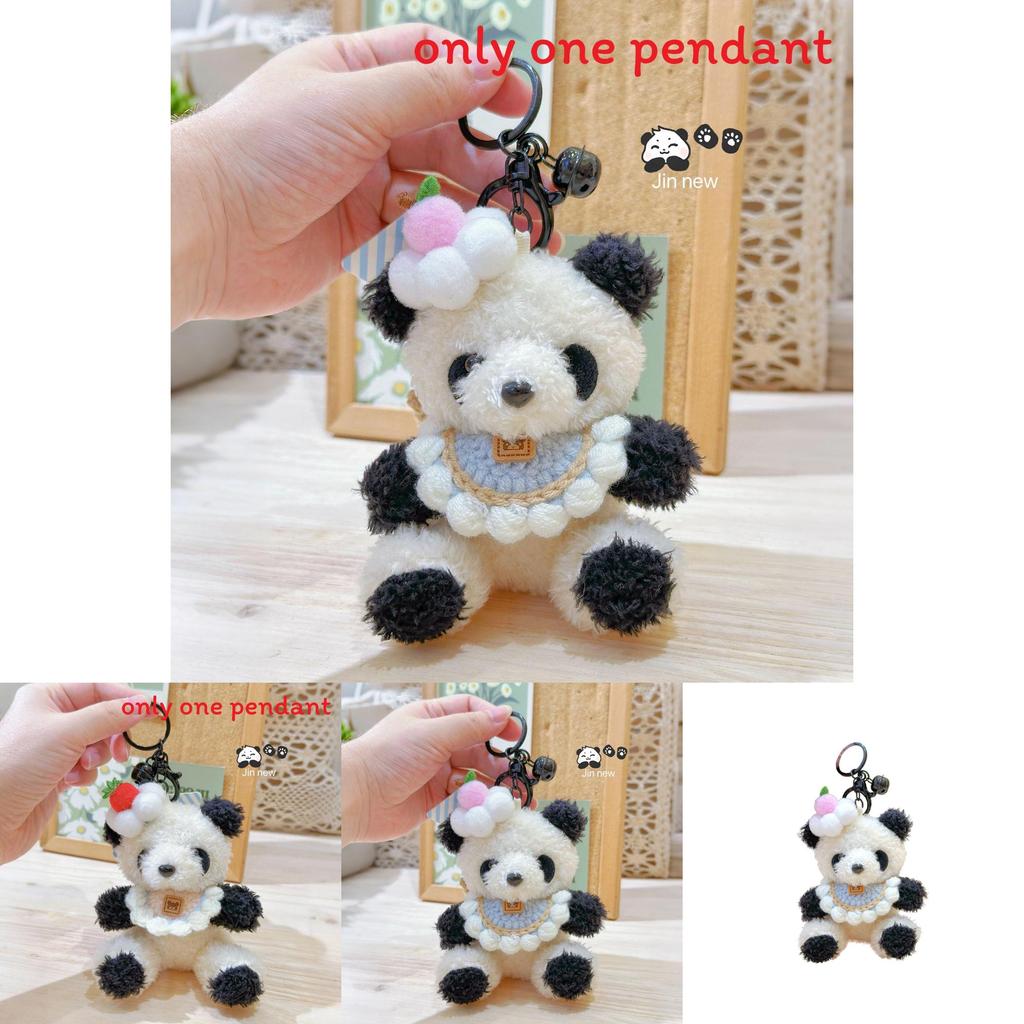 Cute Panda Plush Keychain With Scarf And Flower Decoration For Gift And Accessories