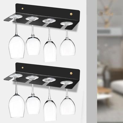 2Pcs Wall Mounted Wine Glass Holder Acrylic L-Shaped Stemware Rack Crystal Clear Acrylic Easy Install Home Kitchen Restaurant Bar Organizer