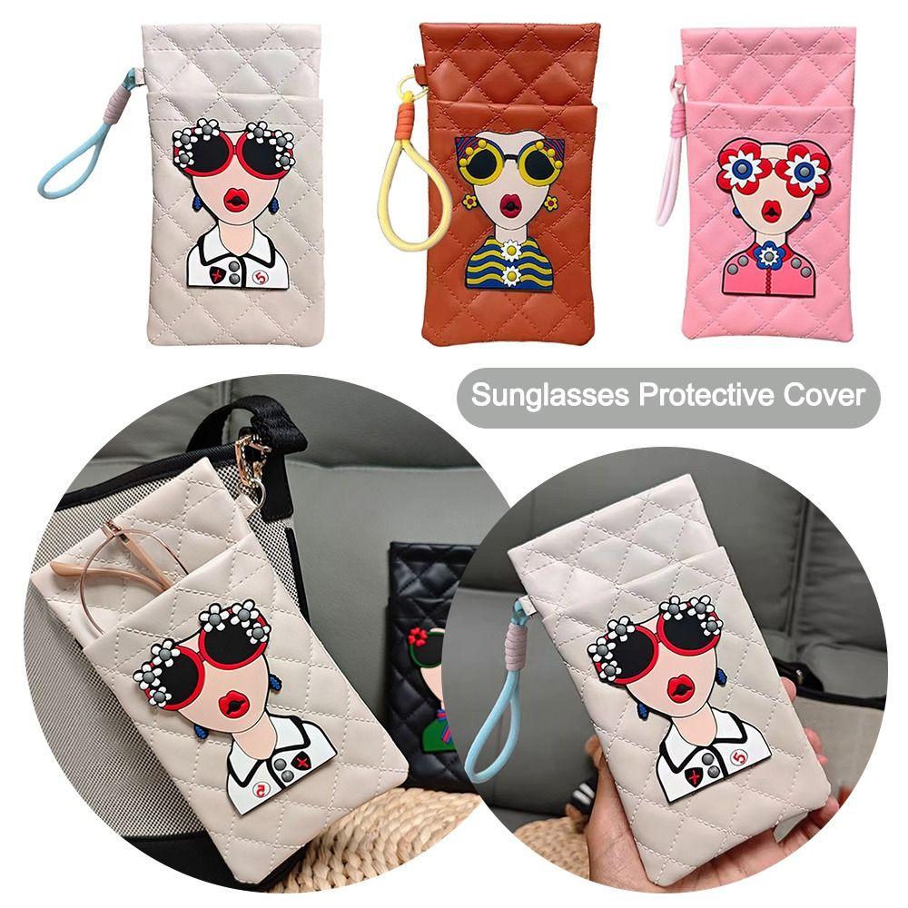 Portable Sunglasses Bag PU Leather Cosmetic Bag Gifts Double-layer Eyeglasses Pouch