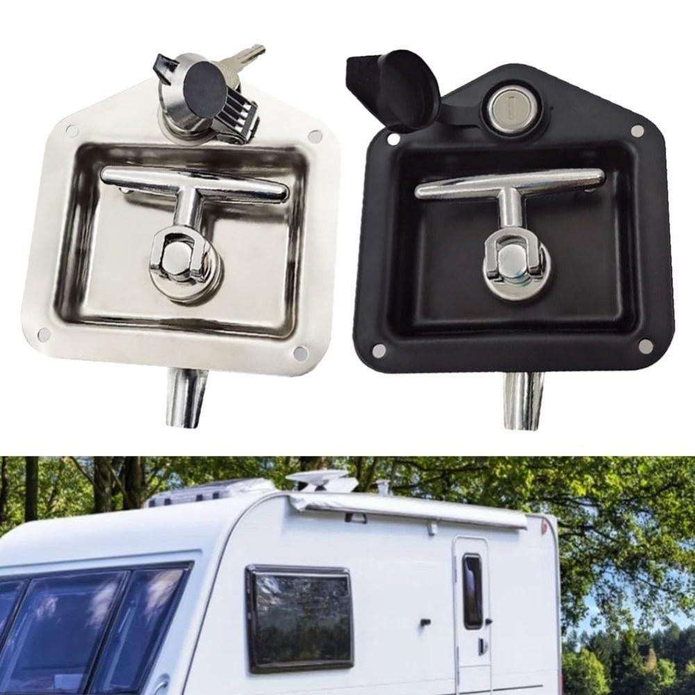 Compact Folding Lock Black Stainless Steel Lock User Convenience T-handle Lock Truck