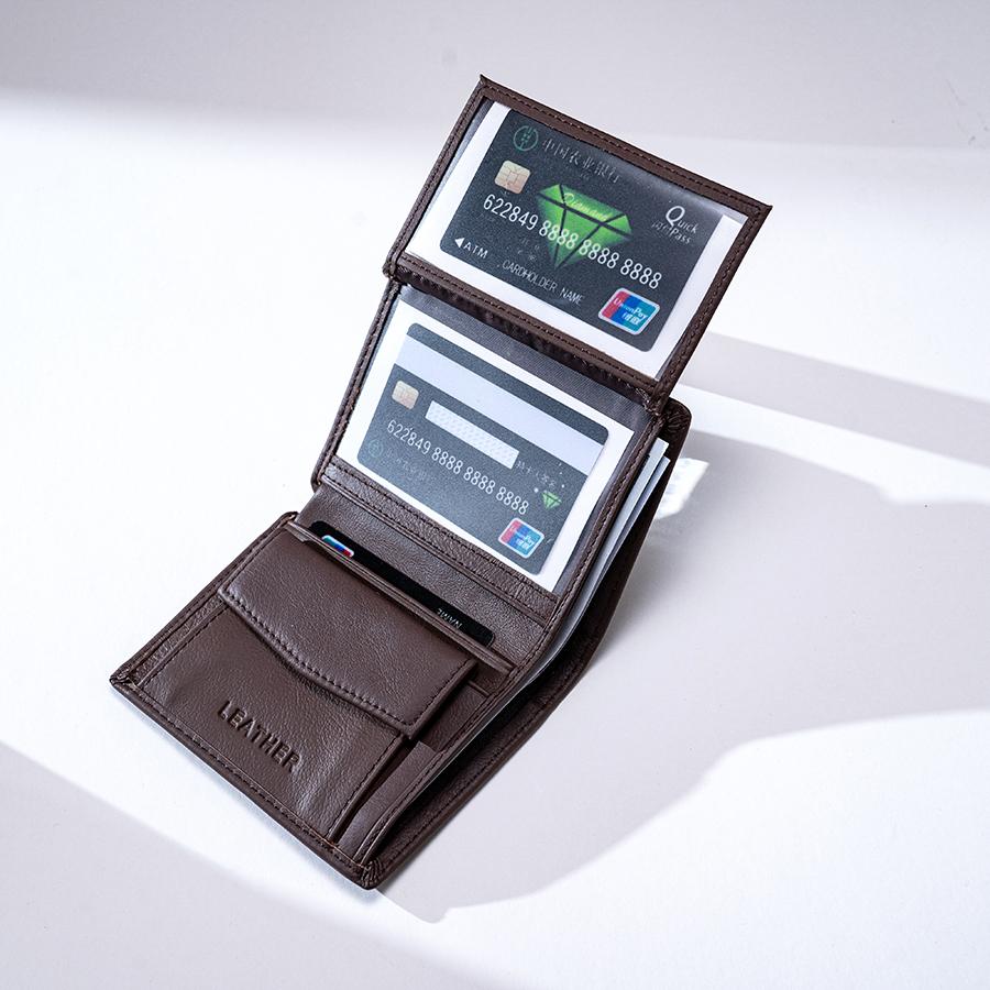 

men s wallet Genuine Leather Wallets For Men Coin Purse Vintage Vertical business Credit Card Holder Money Bag Men s RFID wallet
