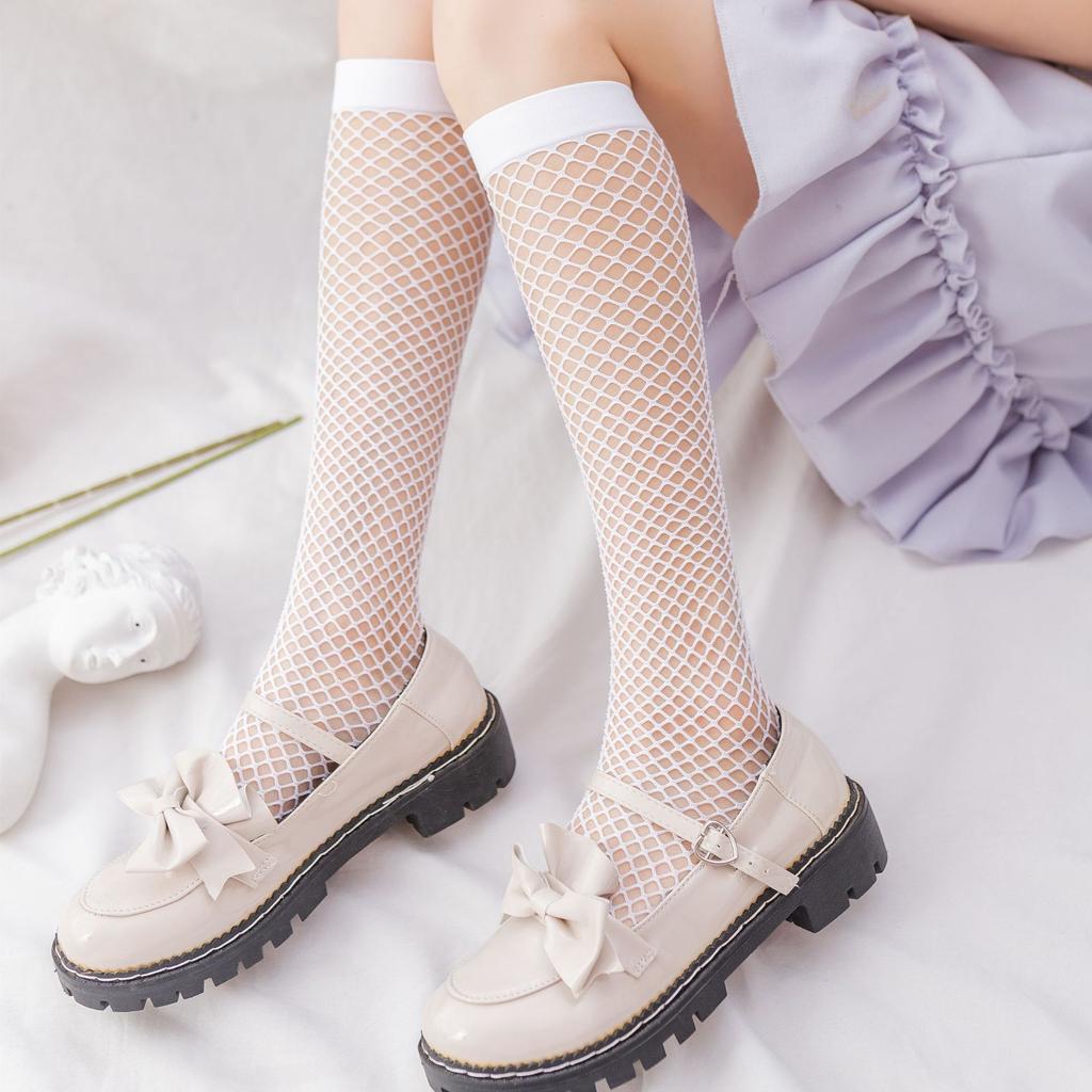 Spring and Summer Internet Celebrities with The Same Fishing Net Socks, Black Tube Socks, Small Mesh Black Silk Fishing Net Calf Socks, Sexy Wind