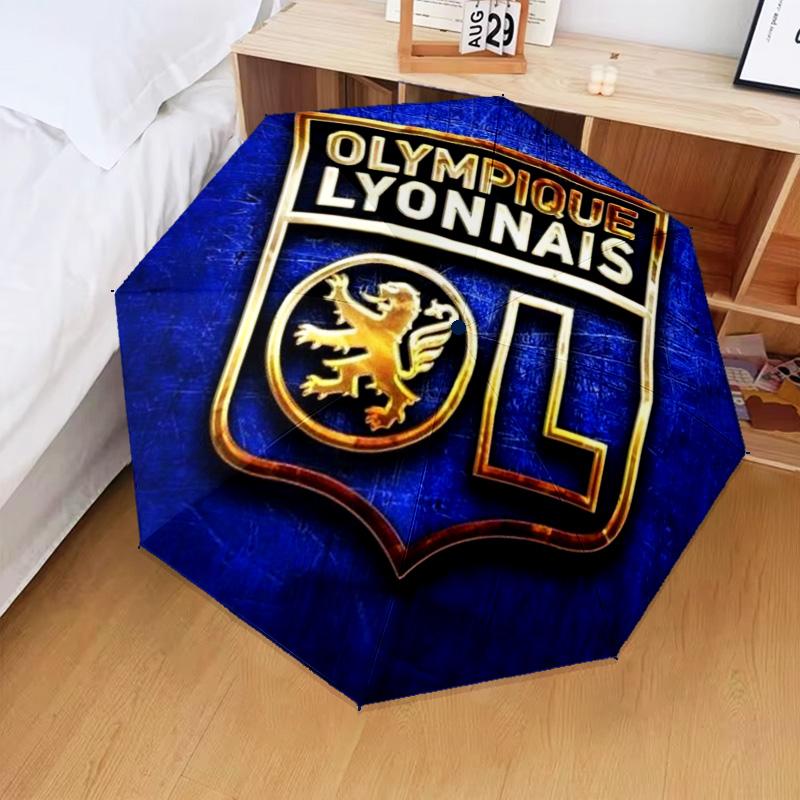 1PC Lyon Football Crest Printed Umbrella Folding umbrella, automatic umbrella 8-Frame for Travel, camping Fan gifts Christmas Gifts