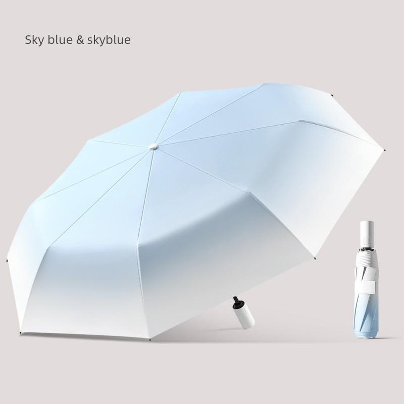 Automatic Gradient Color Umbrella for Women, Sun Protection and Uv Protection Dual-Purpose Black-Coated Umbrella for Men, Large Umbrella