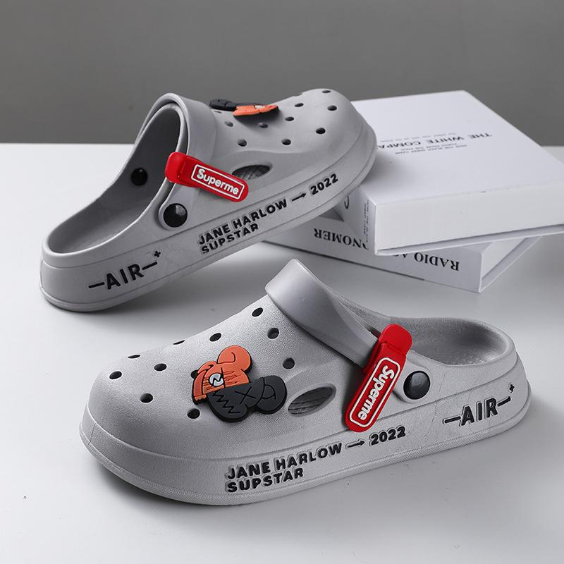 Hole Shoes Men's New Year Couple Platform Slippers Bag Head Sandals Non-slip Casual Soft-soled Beach Shoes Men