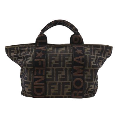 Fendi Zucca Håndtaske Brun Nylonlærred Kvinder Brugt