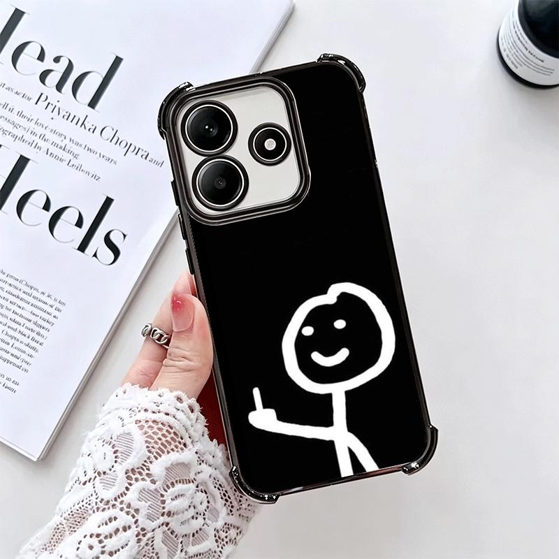 Funny Stickman Matchman Plating Phone Case For Xiaomi Redmi Note 14 15 Pro Plus 13 12 11 11S 11T 10 9S 9 5G Anti-Fall Airabag Co