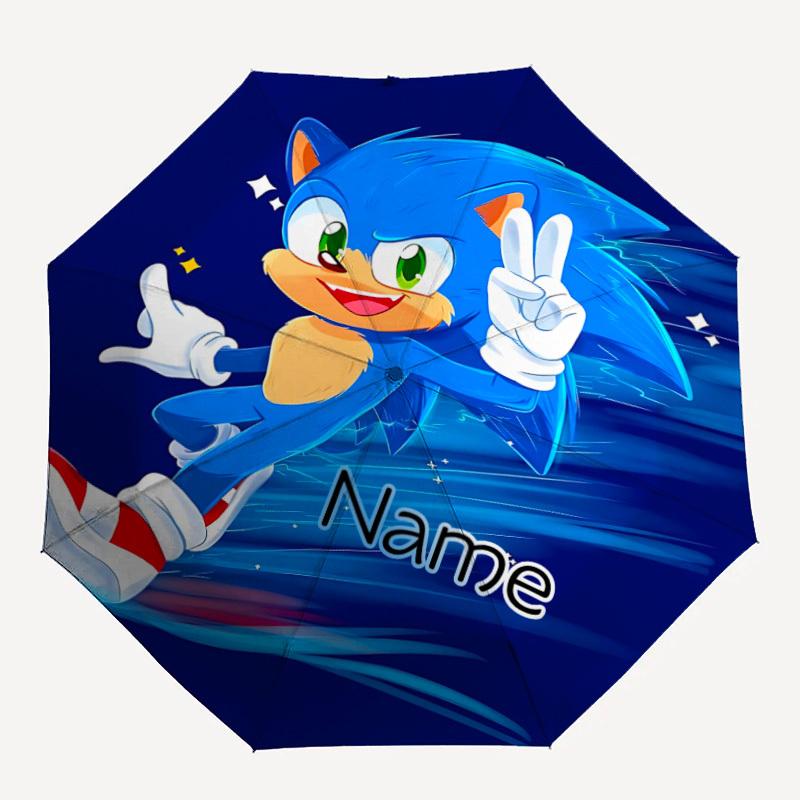 

1PC Sonic - Custom Name Automatic Folding Umbrella - Compact 8-Rib Design, Durable Plastic & Iron, Daily Use S0106042