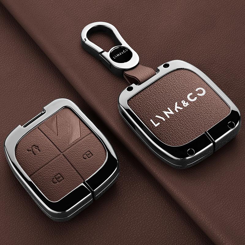 Zinc Alloy Leather Car Smart Key Fob Case Lynk & Co Lynk &Co 08 - Key Fob Housing Car Key Case Accessories