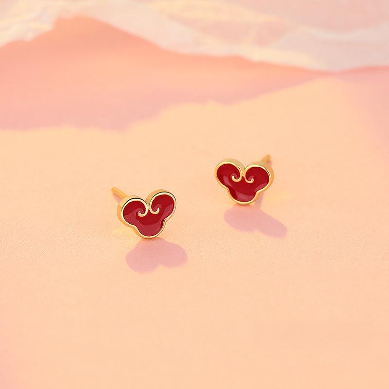 

Новые красные серьги Ruyi Xiangyun в китайском стиле для женщин Новые серьги в китайском стиле