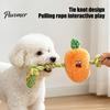 Aggressive Chewer Toy Stuffed Vegetable Dog Toy, Interactive Squeaky Chew Plush Carrot Eggplant Green Pepper with Rope Arm for Tug-of-war, Small