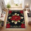 Christmas Poinsettia Floral Rug Anti Slip Machine Washable Carpet Bedroom Living Room Bathroom Dormitories Floor Mat