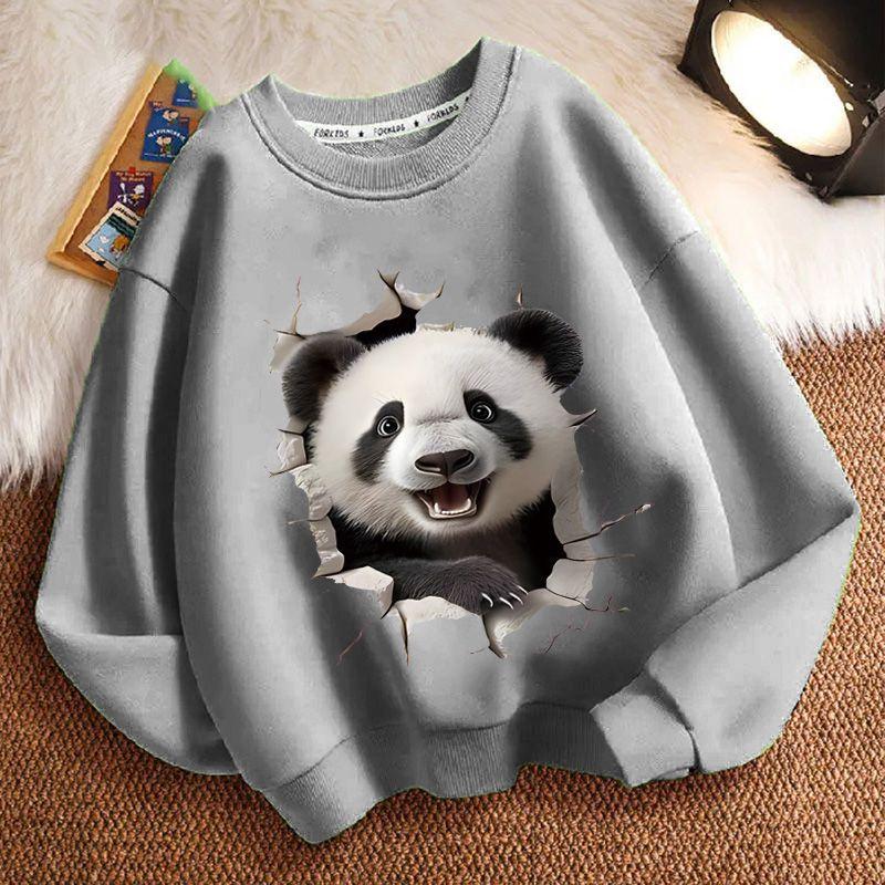 Niedliche Panda-Hoodies für Kinder, lässige langärmlige Rundhals-Hoodies für Jungen und Mädchen im Herbst und Winter