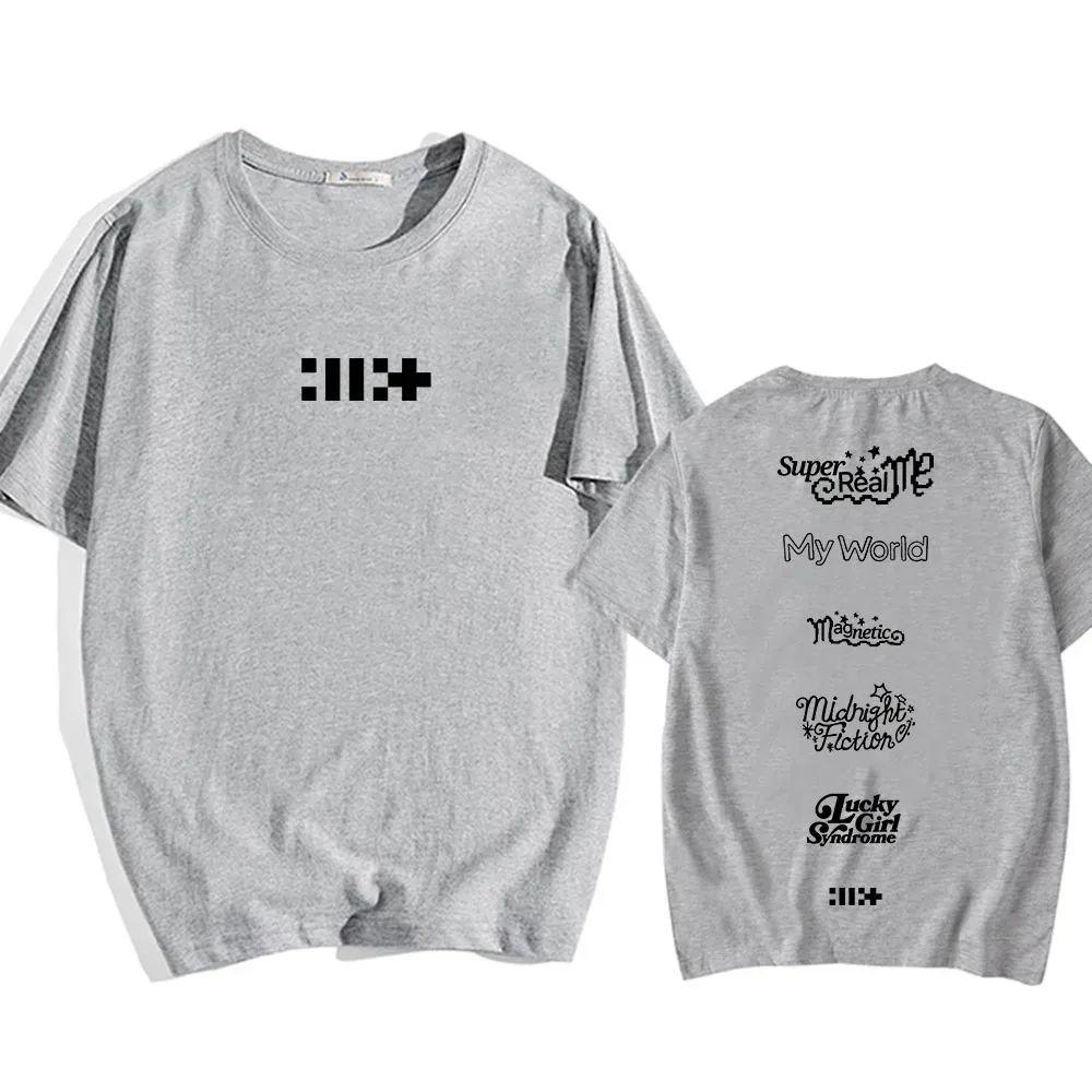 2024 New ILLIT Kpop Band T-shirt Super Real Me Letter Print T-shirt Hip Hop Street Wear Summer Women T-shirt Cotton Comfortable