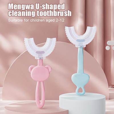 Szczoteczka do zębów dla dzieci dzieci 360 stopni w kształcie litery U dzieci zęby pielęgnacja jamy ustnej szczotka do czyszczenia miękka silikonowa szczoteczka do zębów artykuły dla dzieci 2-12 lat