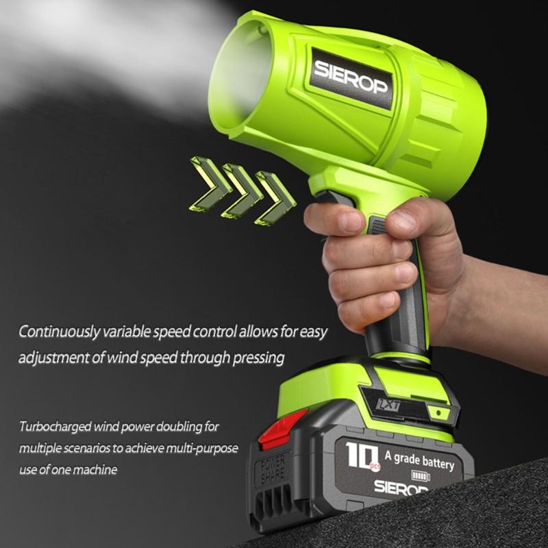 High Speed Blower Double Battery System 110V Brushless Motor Solid Aluminum Alloy Portable For Home Workshop