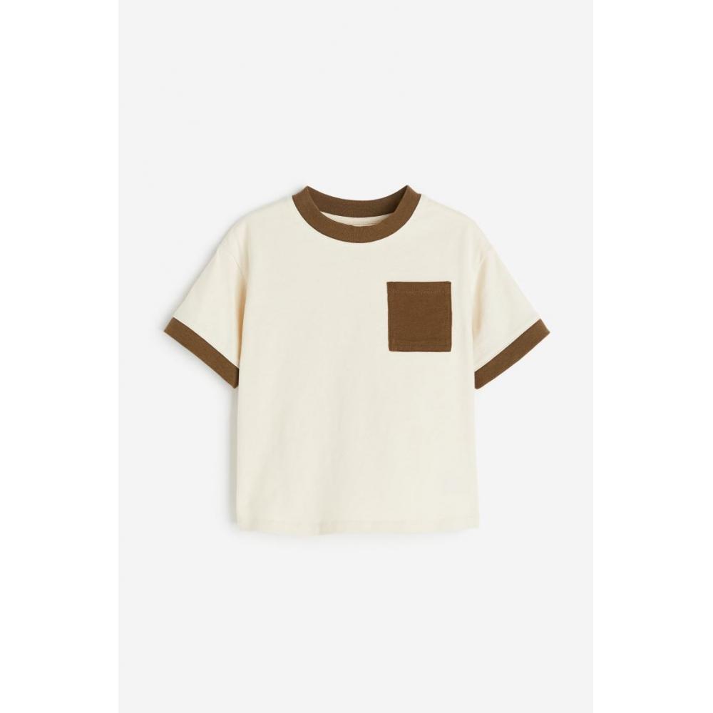 

H M t shirt cream dark brown