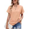 Magliette da donna nuove primavera ed estate jacquard a maniche corte con scollo a V ampie