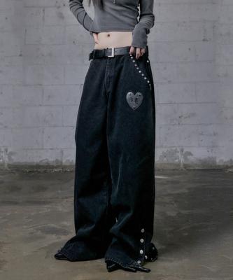 Bren Rivet Point Wide Denim Pants