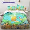 Squirtle Muster Bettwäsche Heimdekoration Geburtstagsgeschenk (1 Bettbezug + 2 Kissenbezüge, ohne Füllung)