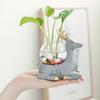Tierfigur mit Vase, Teetisch, Mini-Blumenvase, Keramik, Hirsch und Katze mit Hydrokultur-Pflanzgefäß aus Glas für Zuhause, Schlafzimmer, Wohnzimmer, Dekoration