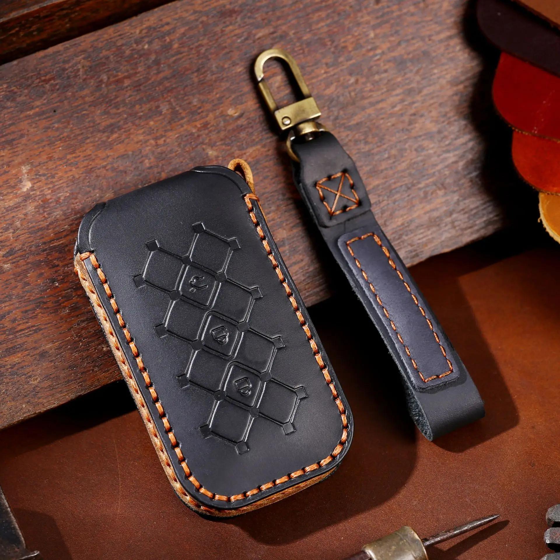 

Leather Car Key Cover Keychain Holder Case Shell for Baojun 510 730 360 560 RS-5 530 630 Wuling Hongguang S Remote Accessories